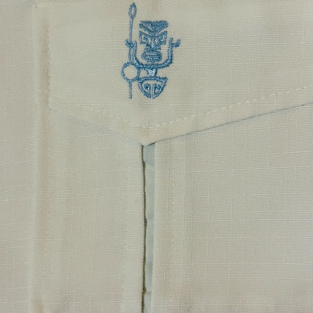Cream White 100% Autrhtic Vintage 70’s Iolani Hawaii Shirt w/Matching Shorts - Picture 9 of 12